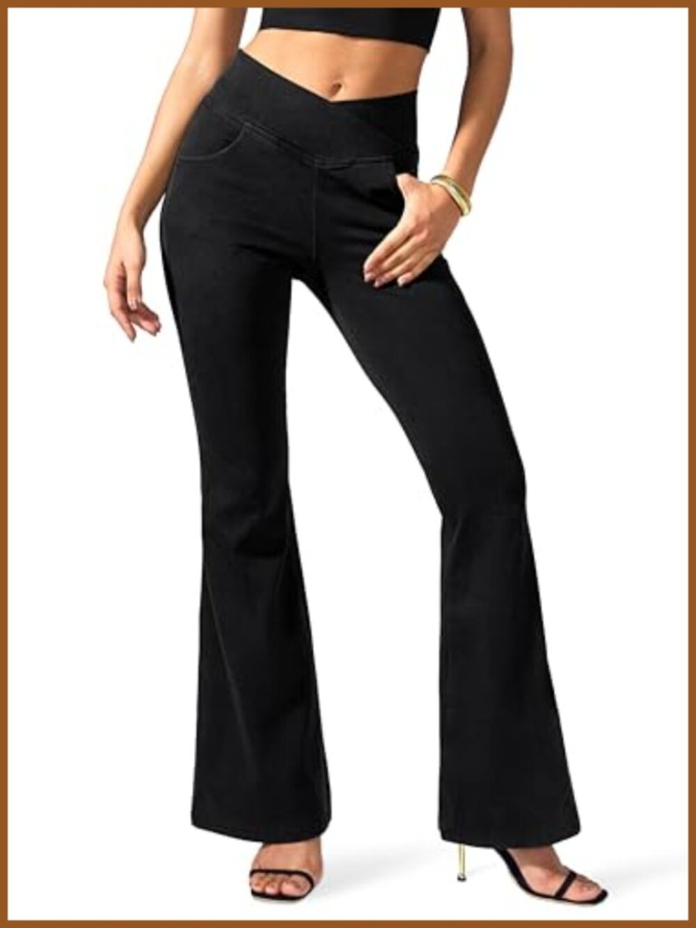 Women's Stretchy Bell Bottom Flare Jeans High Waist Crossover Jeggings
